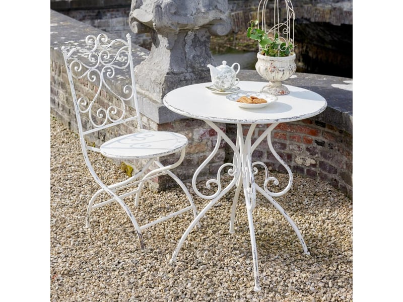  Table de jardin en métal fabien 76cm blanc cassé  - Conforama E