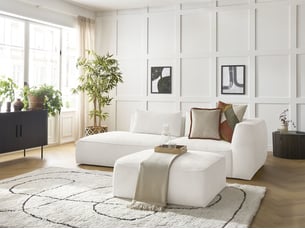 Canapé droit fixe BOBOCHIC LEOPOLD 4 places Tissu blanc
