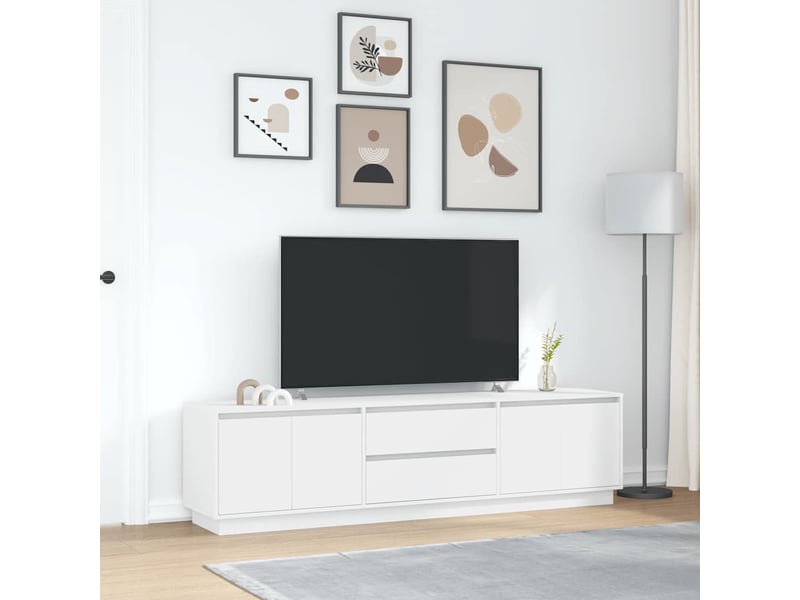 Meuble tv - banc tv - meuble de rangement avec lumières led blanc 193,5x41x50 cm - Conforama D