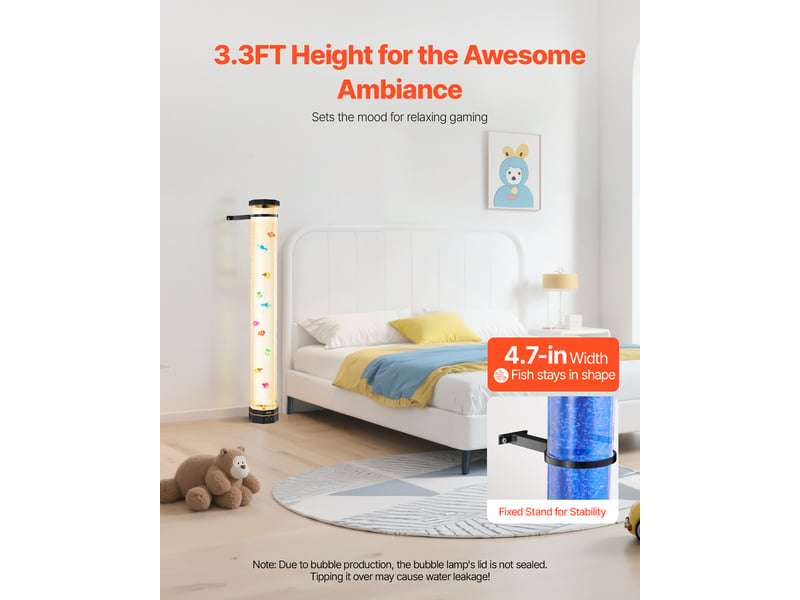  Vevor lampe à bulles 10 poissons flottants 1 m 16 effets de couleur télécommande  - Conforama D