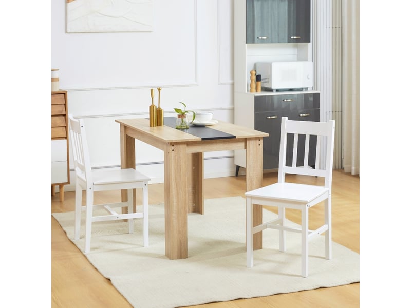 Chaises de salle à manger lot de 2 en bois massif blanc, 41x46,5x85,5 cm, pour cuisine  - Conforama B