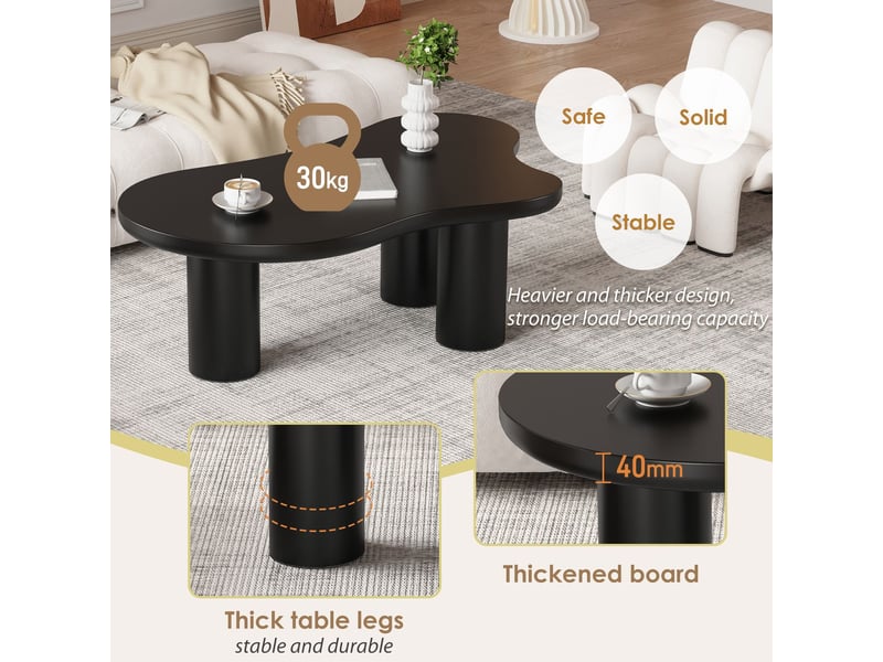  Table basse forme nuage irrégulière plateau en mdf pieds en pvc protection en feutre  - Conforama C