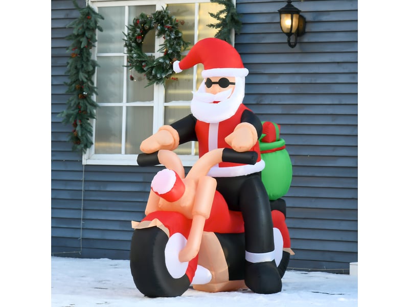 Décoration de noël extérieure gonflable père noël, avec souffleur, 1,65 m, rouge, blanc et noir  - Conforama D