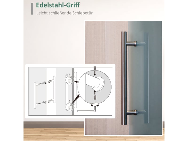  Porte coulissante en verre satiné 2050x900 mm avec kit complet, poignée barre, porte intérieure moderne à montage facile  - Conforama E
