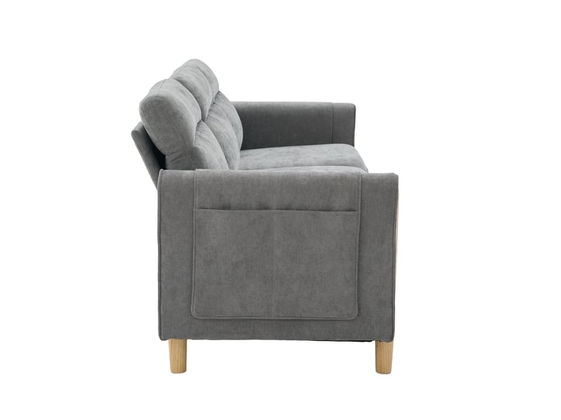 Canapé d'angle, canapé 3 places, en chenille, poches latérales, avec pouf, pour salon et séjour, adapté à l'espace de vie - Conforama B