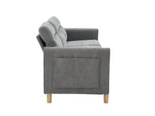 Canapé d'angle panoramique relax manuel <strong></strong> <strong></strong> 3 places Tissu gris avec coffre de rangement