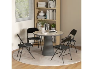 Chaises de bureau pliantes 4 pièces en lin avec coussin, pieds en acier noir, pliables pour accueil, salle d’attente ou bureau