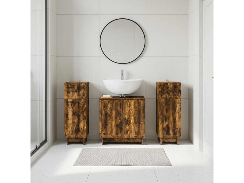  Ensemble de meuble de salle de bain 3 pièces ede chêne fumé cf63412  - Conforama B