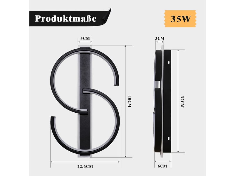  Plafonnier led dimmable noir 35w – 2 anneaux en cercle  - Conforama B