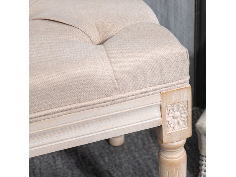  Banc rembourré vintage 80 x 40 x 43 cm beige en polyester, assise capitonnée pour l'entrée et le salon  - Conforama E