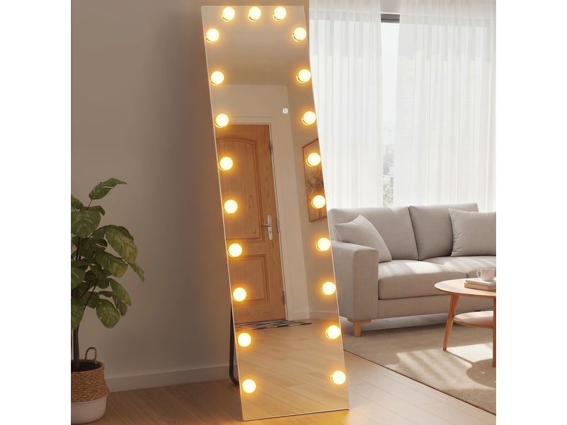  Miroir sur pied pleine longueur 150 x 40 cm, éclairage led rgb avec 21 ampoules, 7 couleurs, interrupteur tactile et fonction mémoire.  - Conforama D
