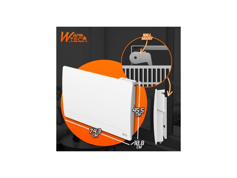 Radiateur inertie fonte 1500w blanc ip24 thermostat lcd fil pilote 6 ordres AABLL16454 - Conforama D