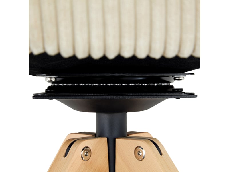 2 chaises pivotantes rétro luxe velours crème rayures verticales, pieds bois massif, 360°, salonsalle à mangerbureau - Conforama E