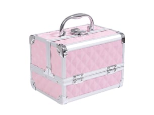 Trousse de maquillage professionnelle, boîte de beauté portable avec miroir, serrure, plusieurs compartiments, 20 x 15 x 15 cm, aluminium