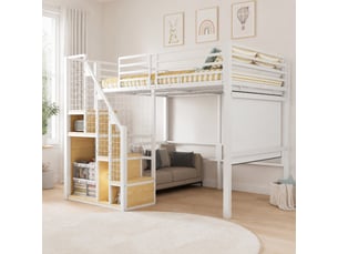 Lit mezzanine 140x200 cm <strong></strong>  <strong></strong> coloris blanc