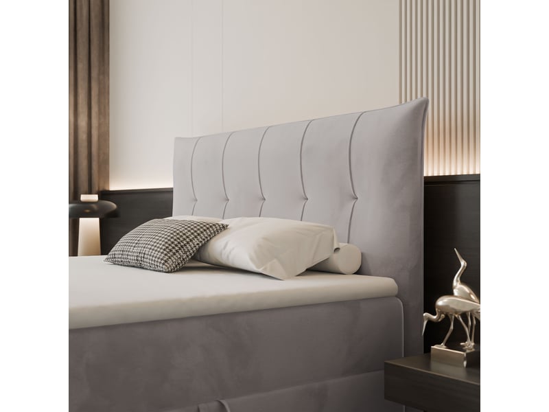 Lit coffre chester - 160x200 cm - avec matelas et surmatelas - velours doux - gris CHESTER - Conforama D
