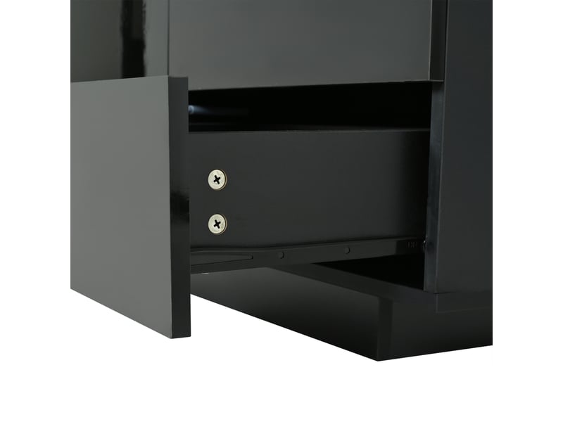 Buffet noir brillant 140 cm 2 portes 3 tiroirs meuble de rangement avec led - Conforama E