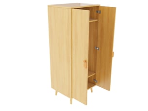 Armoire 2 portes 70 x 55 x 170 cm avec rangement et pieds surélevés, bois naturel