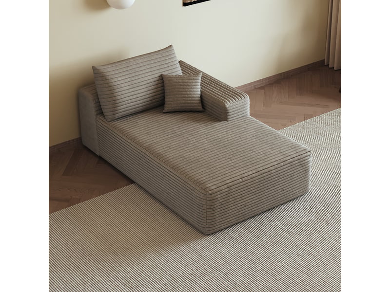  Canapé méridienne droite camel en velours côtelé 1 place 175x95x83cm  - Conforama D