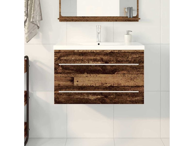  Meuble de lavabo de salle de bain, armoire de bain 2 pc bois ancien cf65495  - Conforama D