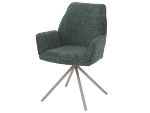 Chaise de salle à manger hwc-g67, chaise de cuisine, pivotante, fonction « auto-position », métal, chenille (410 gm²) - piètement crème, vert