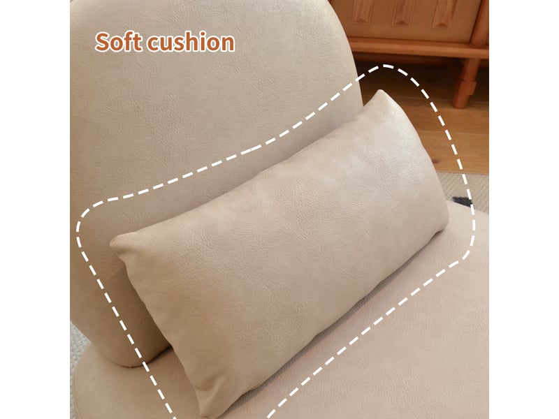  Fauteuil de détente en PU avec coussin lombaire, pieds en bois massif, couleur crème  - Conforama R