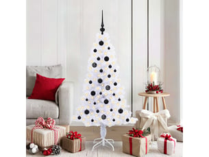 Sapin de noël - arbre de noël artificiel avec 150 led blanc 150 cm pvc et acier