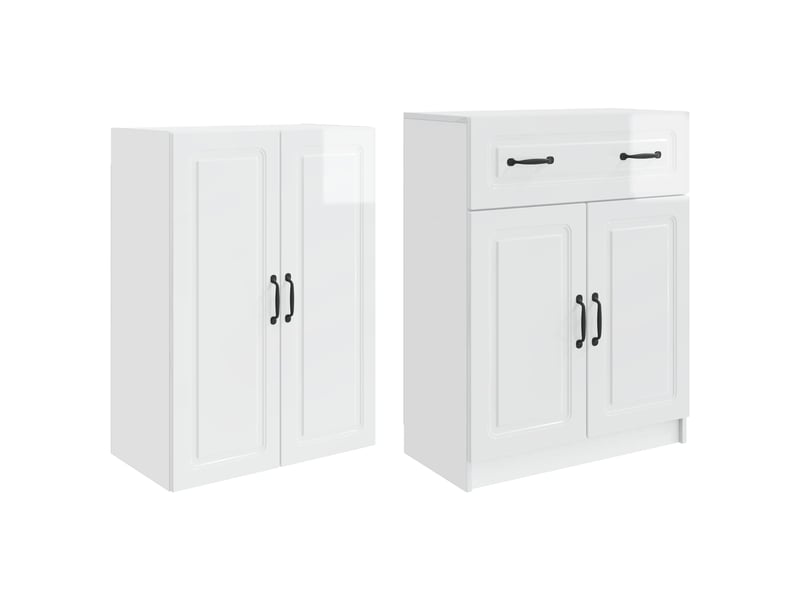  Buffet - ensemble de meubles 2 pc blanc brillant bois d'ingénierie  - Conforama D