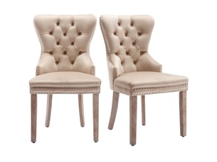 Lot de 2 chaises de salle à manger,53,5x64x95 cm,réglables,velours,beige