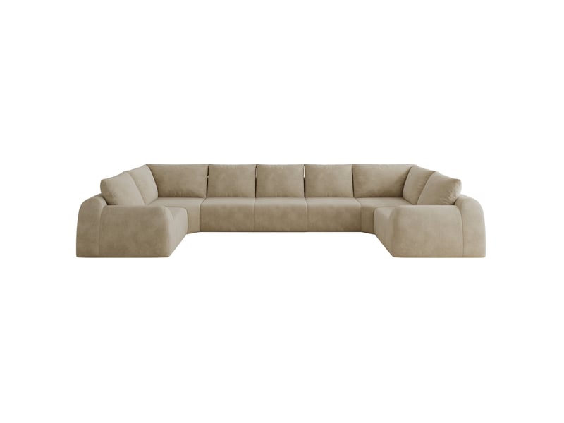  Canapé en u modenvie 7 places 411 x 200 x 85 cm en tissu chenille kaki avec mousse haute élasticité  - Conforama A