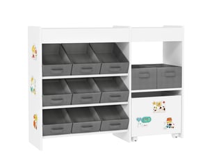 Étagère à jouets pour enfants étagère à livres 11 bacs de rangements en tissu non tissé blanc 105 x 30 x 80 cm