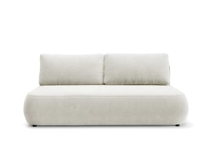 Canapé droit convertible 4 places Tissu blanc avec coffre de rangement