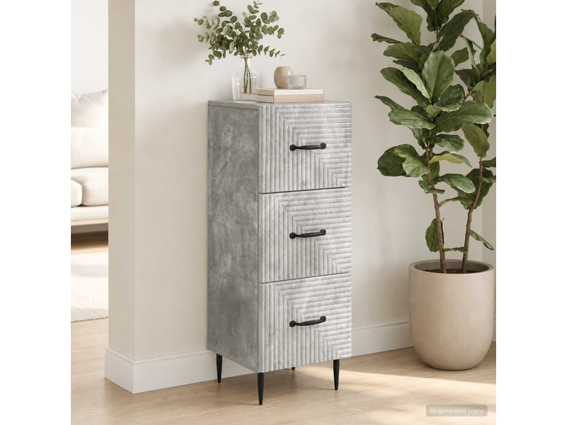  Armoire de rangement bureau, armoire à tiroirs gris béton 33 x 34,5 x 89,5 cm  - Conforama B