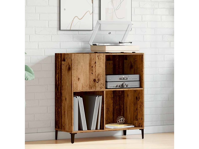  Armoire à disques, armoire de rangement vieux bois 84,5x38x89 cm bois d'ingénierie shl5220  - Conforama C