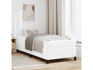 Lit adulte, lit simple, cadre de lit avec matelas blanc 100x200cm tissu cf938
