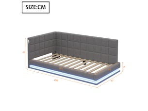 Lit banquette 90x200 cm coloris gris