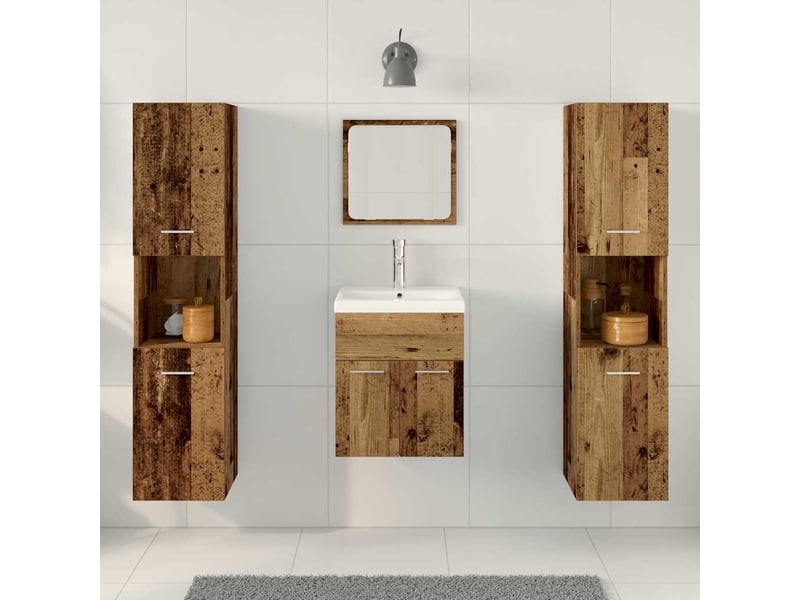  Ensemble de mobilier de salle de bain 4 pièces bois ancien cf64536  - Conforama D