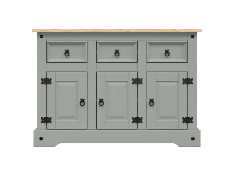  Buffet - bahut - meuble de rangement corona gris 112x43x78 cm bois massif pin mexicain  - Conforama C