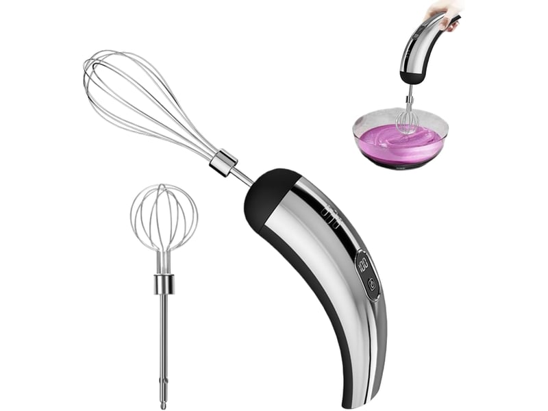  Batteur électrique à main – 7.09 inches mixeur portable acier inoxydable batteur sans fil – 5 vitesses réglables avec fouet mélangeur no - Conforama A