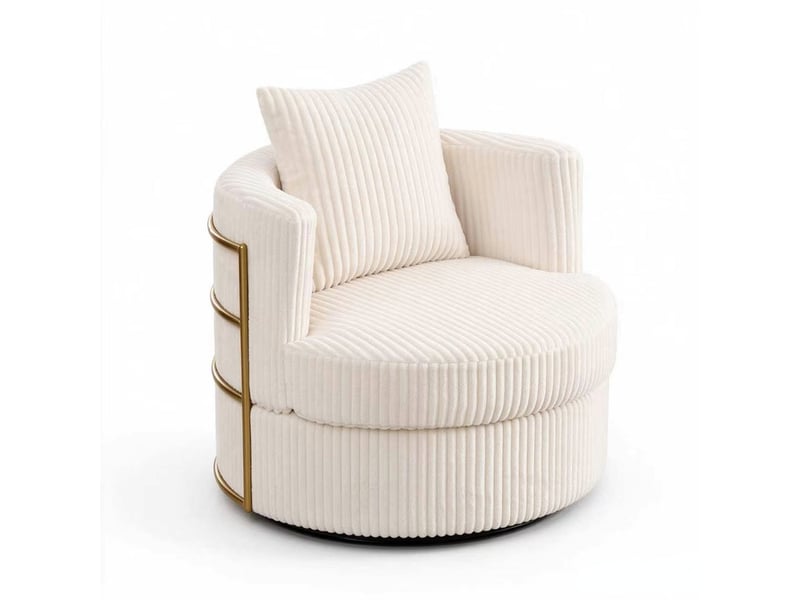  Lot de 2 fauteuils,76x79x78 cm,pivotants 360° avec rangement,velours côtelé,beige  - Conforama A
