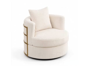 Fauteuil fixe pivotant  MEULVA  Velours côtelé beige vendu Par paire