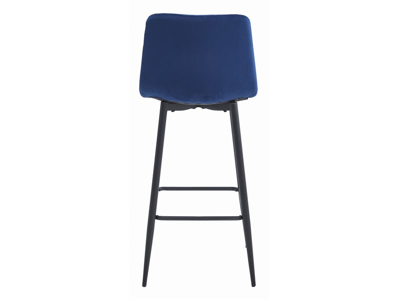 Family tabouret de bar pozza - velours bleu marine pieds noirs x 4  - Conforama E
