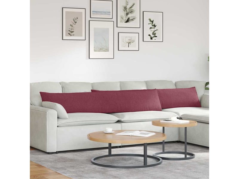Lot de 2 coussins de canapé, coussins décoratifs tissu bordeaux 200 x 40 cm cf58796 - Conforama B