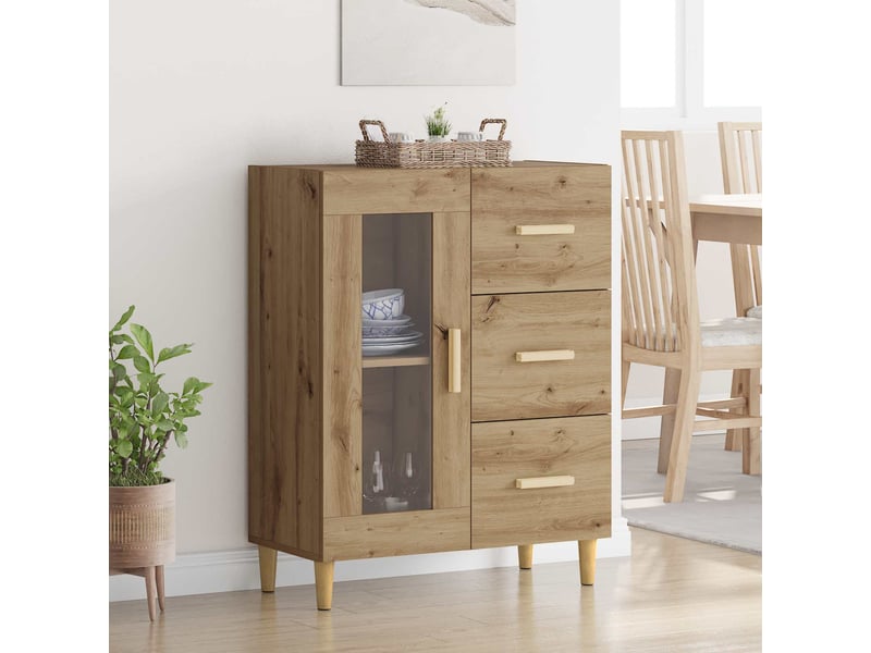  Buffet - bahut - meuble de rangement chêne artisanal 69,5 x 34 x 90 cm bois d'ingénierie  - Conforama B
