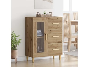 Buffet - bahut - meuble de rangement chêne artisanal 69,5 x 34 x 90 cm bois d'ingénierie