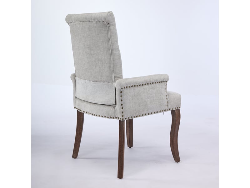  Chaise de salle à manger chenille de1895bg beige avec pieds bois courbés et dossier capitonné  - Conforama E
