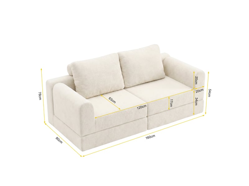  Canapé convertible beige deux places en mousse à mémoire de forme, fauteuil convertible en lit pour salon, chambre ou petit espace  - Conforama B