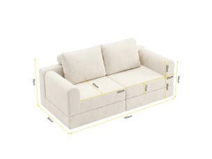 Canapé convertible beige deux places en mousse à mémoire de forme, fauteuil convertible en lit pour salon, chambre ou petit espace