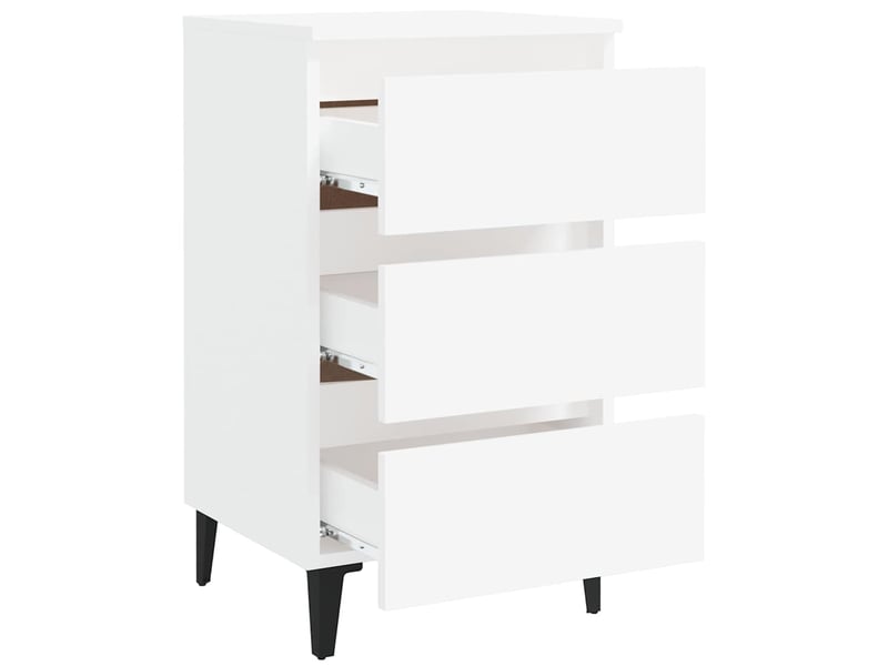  Table de chevet - cabinet de chevet - table de nuit avec pieds en métal blanc 40x35x69 cm  - Conforama C