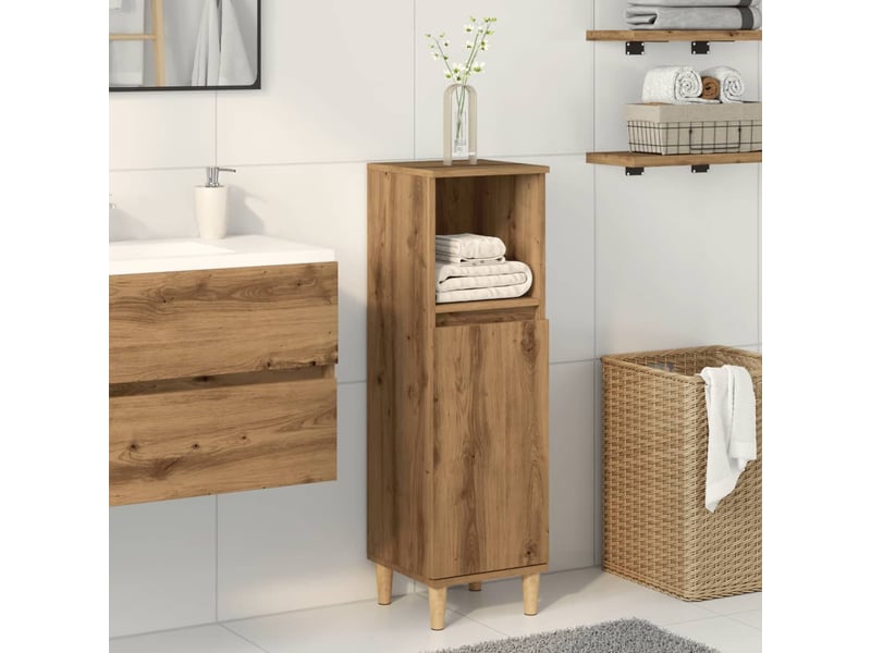  Armoire de salle de bain, meuble de rangement chêne artisanal 30x30x100 cm  - Conforama B